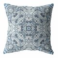 Homeroots 18 in. Light Blue Boho Ornate Indoor & Outdoor Zippered Throw Pillow 413030